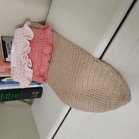 Baby Girl Crochet Cacoon Stocking For Pictures Props Christmas Thanksgiving - Picture 4 of 8